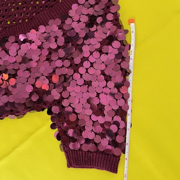 Say What? Y2K Sequin Bolero Shrug, Berry Purple Color, Size Large - Picture 6 of 10